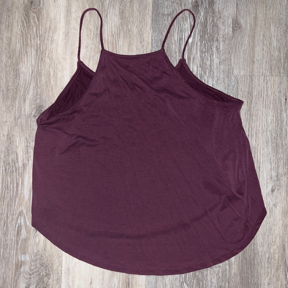 Maroon, flow tank top, no label, size medium, 1st pic (front), 2nd pic (back)